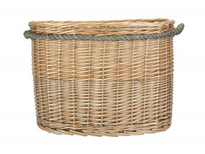 MEDIUM OVAL ROPE HANDLED LOG BASKET