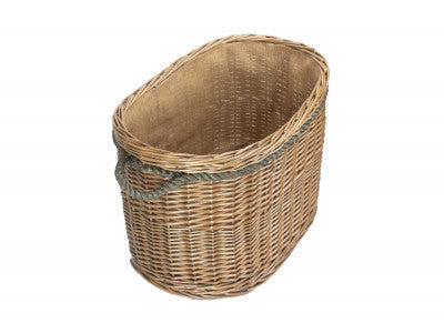 LARGE OVAL ROPE HANDLED LOG BASKET