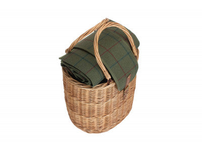 OVAL GREEN TWEED CHILLER HAMPER BASKET