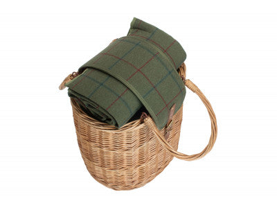 OVAL GREEN TWEED CHILLER HAMPER BASKET