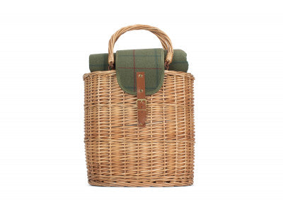 OVAL GREEN TWEED CHILLER HAMPER BASKET