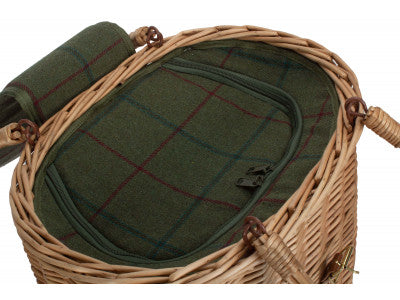 OVAL GREEN TWEED CHILLER HAMPER BASKET
