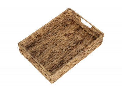 SMALL WATER HYACINTH SHALLOW RECTANGULAR STORAGE BASKET