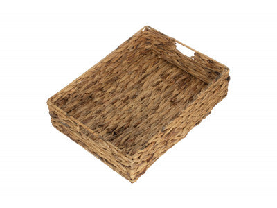 LARGE WATER HYACINTH SHALLOW RECTANGULAR STORAGE BASKET