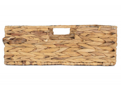 LARGE WATER HYACINTH SHALLOW RECTANGULAR STORAGE BASKET