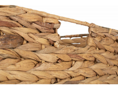 LARGE WATER HYACINTH SHALLOW RECTANGULAR STORAGE BASKET
