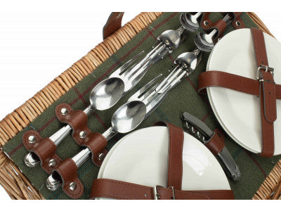 4 PERSON GREEN TWEED CHEST HAMPER