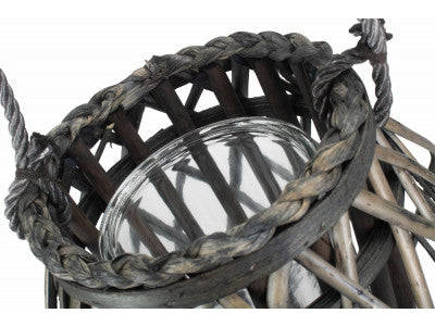 GREY WASH WILLOW CANDLE LANTERN