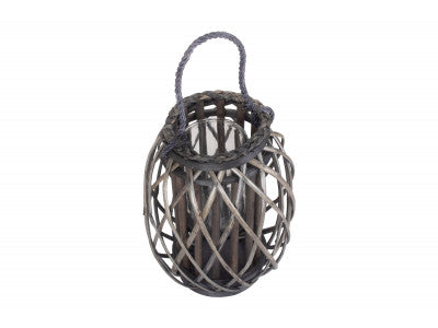 SMALL GREY WASH WILLOW CANDLE LANTERN