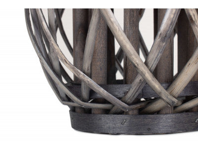 SMALL GREY WASH WILLOW CANDLE LANTERN