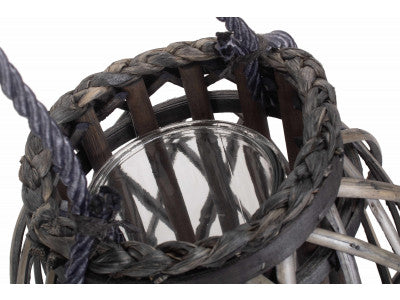 SMALL GREY WASH WILLOW CANDLE LANTERN