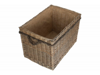 LARGE RECTANGULAR ROPE HANDLED LOG BASKET