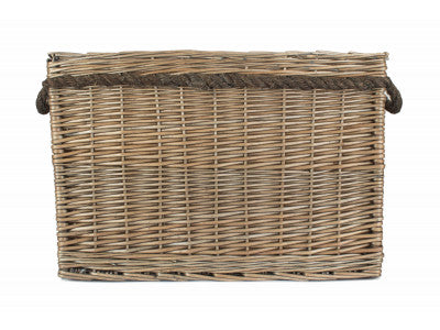 LARGE RECTANGULAR ROPE HANDLED LOG BASKET