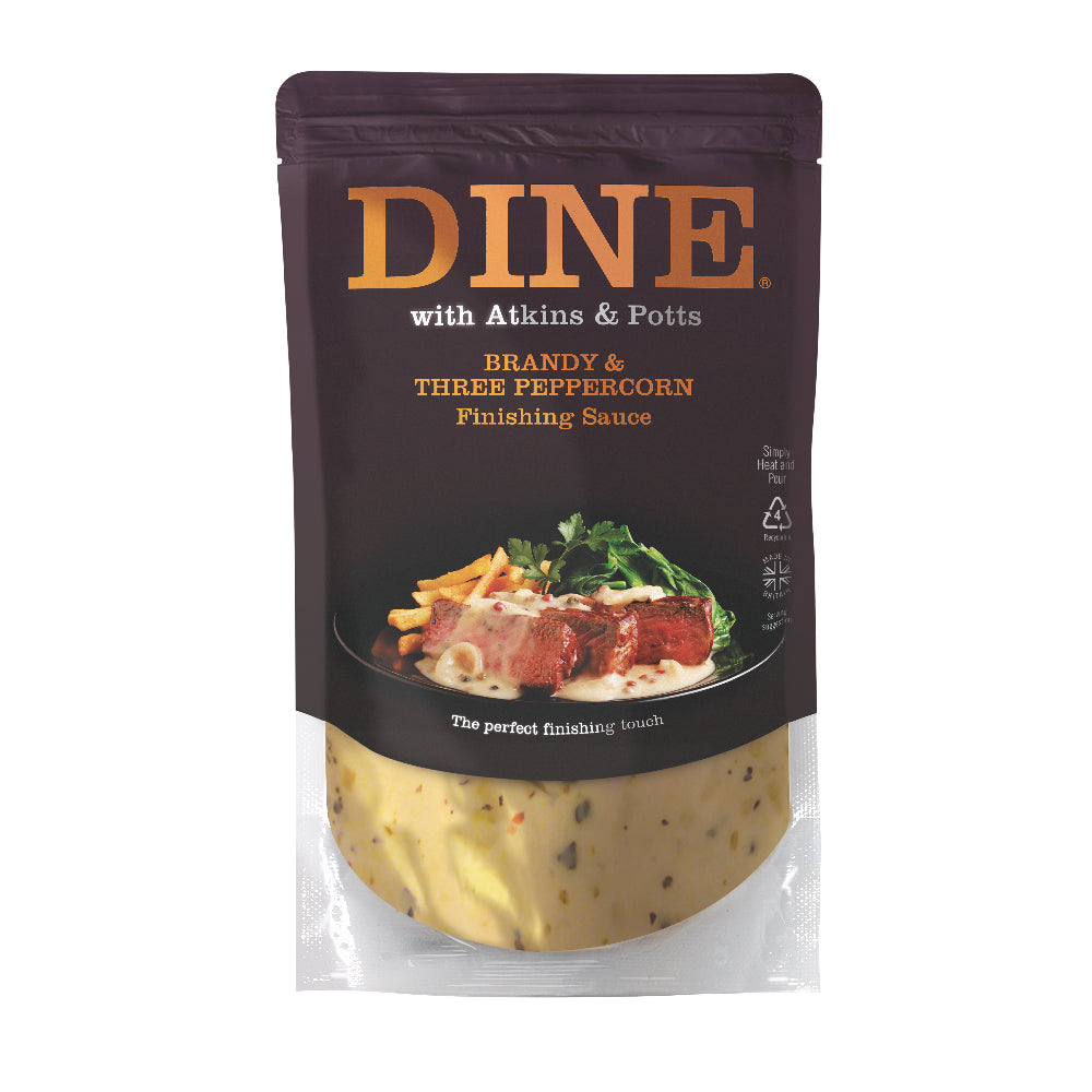 DINE with Atkins & Potts Brandy & Three Peppercorn Sauce (350g)