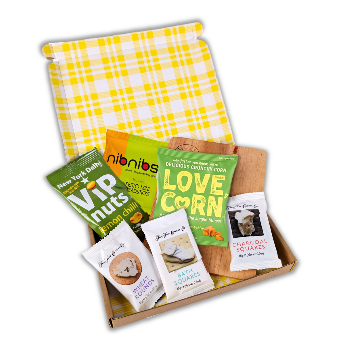 Penny Post Just Add Cheese – Savoury Letterbox Hamper with Mini Wooden Cheeseboard