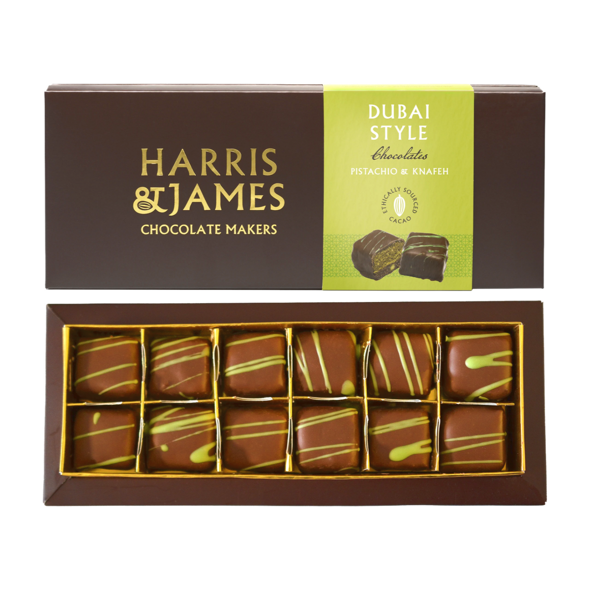 Harris & James Dubai Style Pistachio & Kanfeh Chocolates (180g)