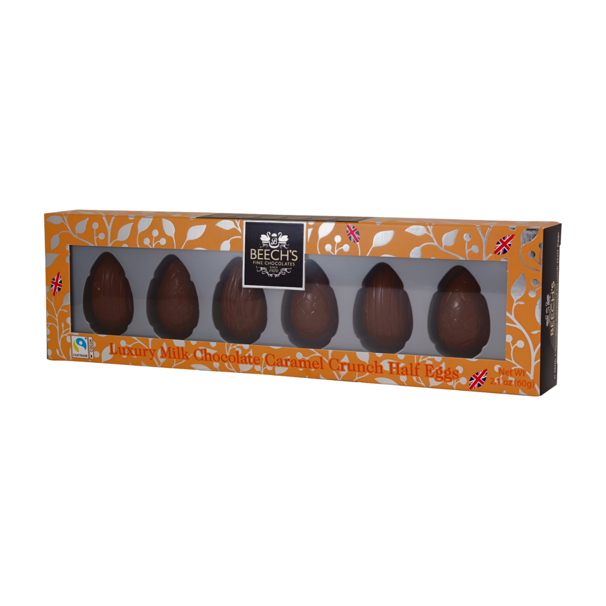 Beech's Fine Chocolates Luxury Milk Chocolate Caramel Crunch Half Eggs (60g)