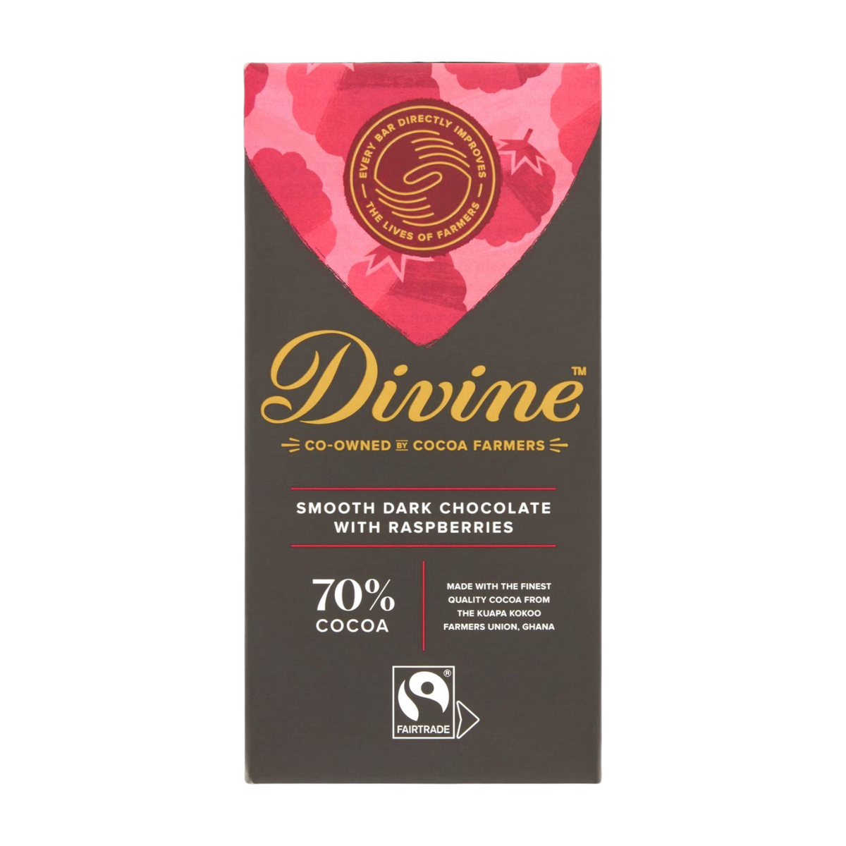 Divine Smooth Dark Chocolate with Raspberries (90g)