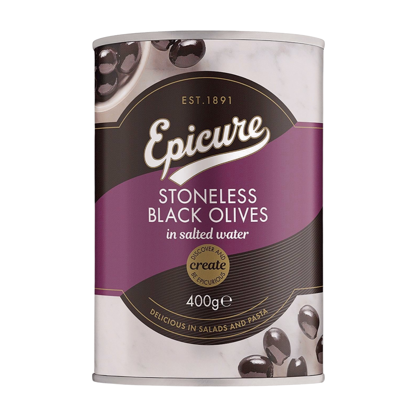 Epicure Stoneless Black Olives (400g)