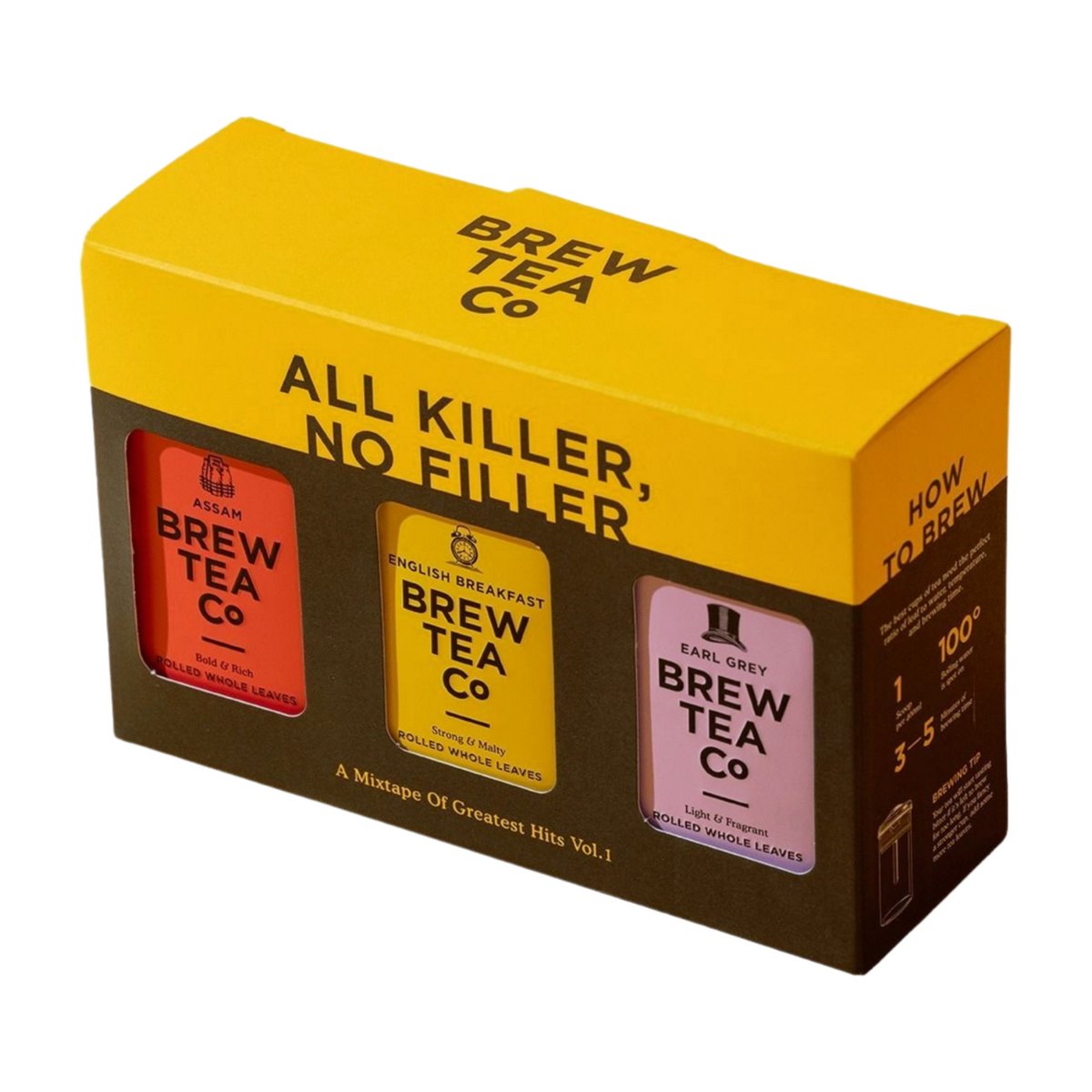 Brew Tea Co All Killer, No Filler, Mini Loose Leaf Tea Tin Trio (270g)