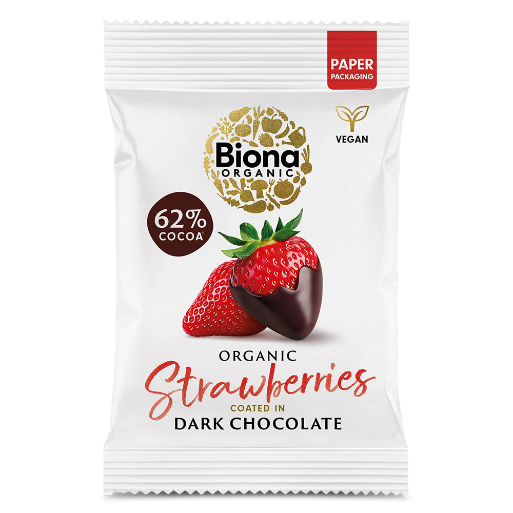Biona Organic Organic Strawberries coated in Dark Chocolate (45g)