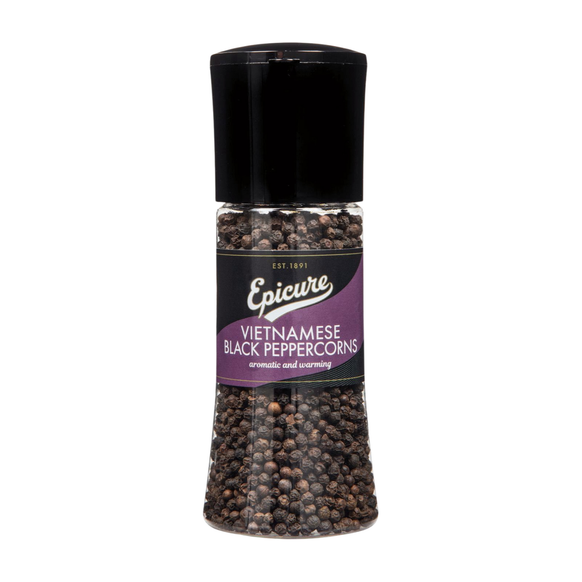 Epicure Vietnamese Black Peppercorns in Large Grinder (145g)