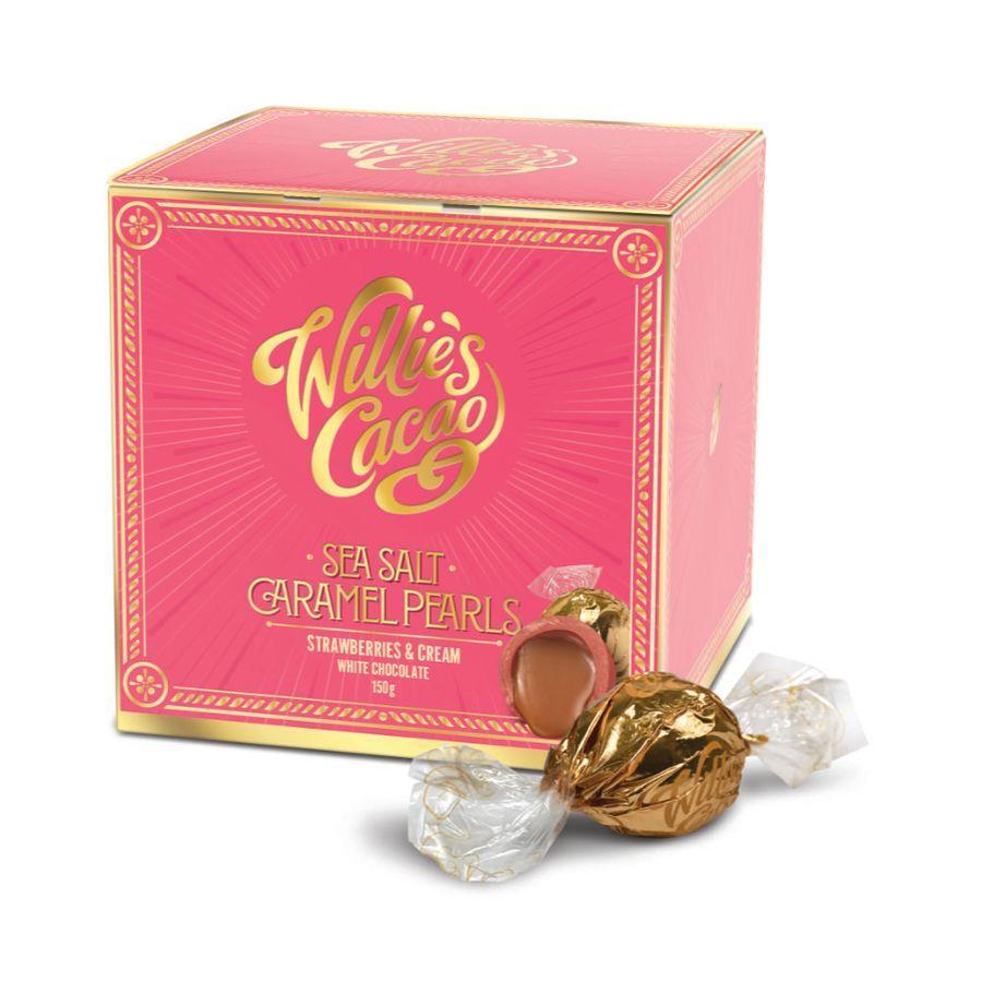 Willie's Cacao Strawberry Sea Salt Caramel Pearls (150g)