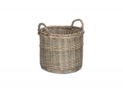 MEDIUM ROUND STRAIGHT-SIDED WICKER LOG / STORAGE BASKET