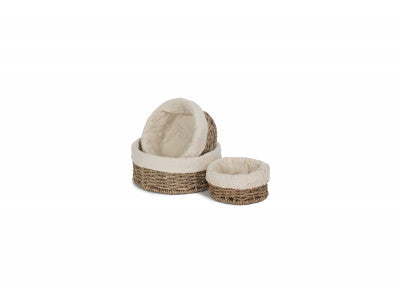 LINED ROUND SEAGRASS SMALL TRAY