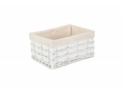 LARGE WHITE SCANDI STORAGE BASKET with WHITE LINING