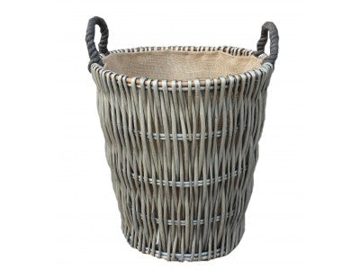 TALL ROUND GREY LOG BASKET