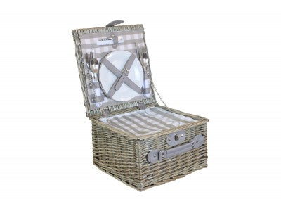 2 PERSON GREY CHECKED CHILLER HAMPER