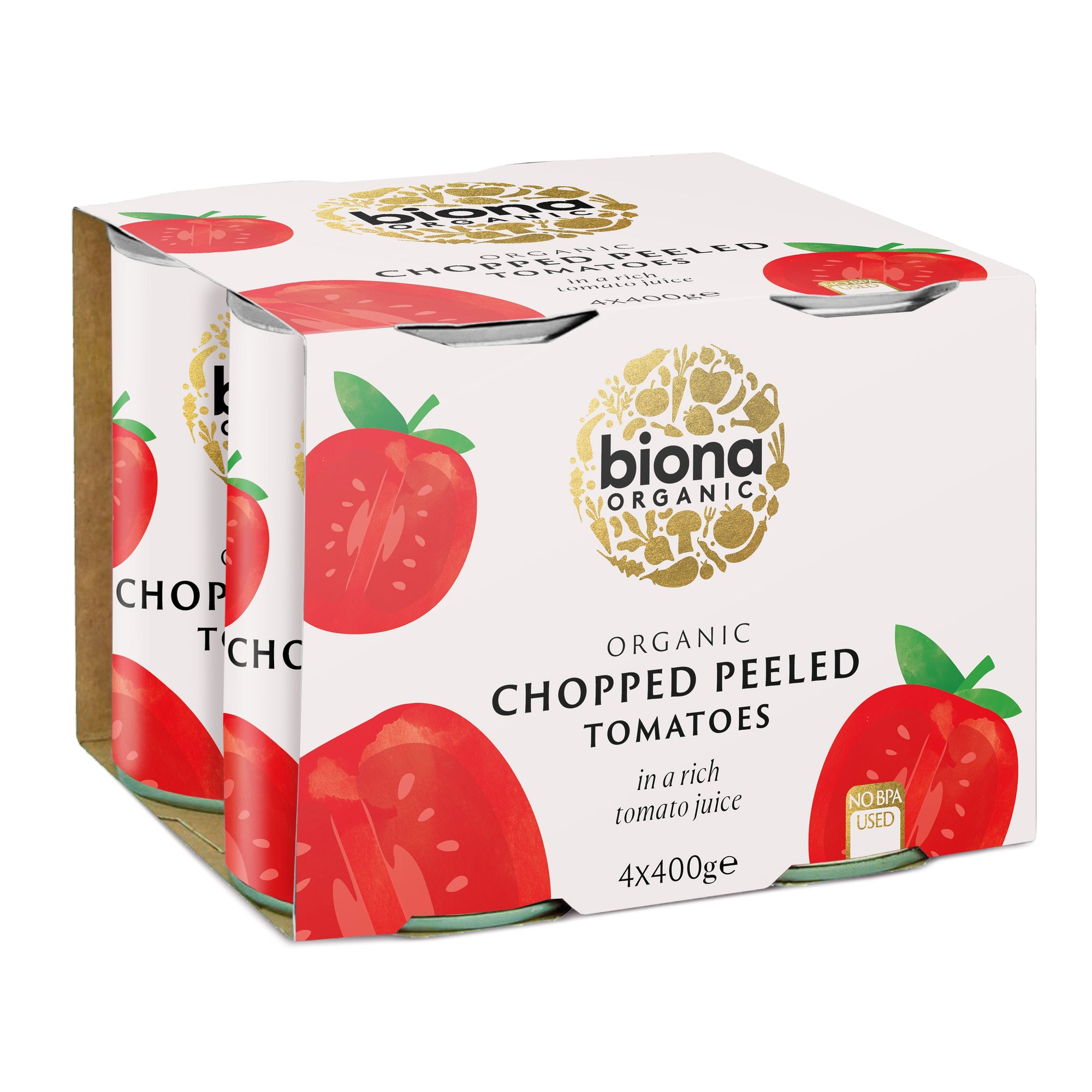 Biona Organic 4 Pack Chopped Peeled Tomatoes (4x400g)