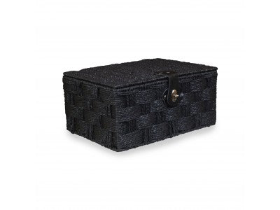 MEDIUM BLACK PAPER ROPE HAMPER