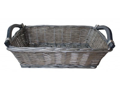 LARGE ANTIQUE WASH WOODEN HANDLE TRAY