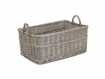 MEDIUM SHALLOW ANTIQUE WASH STORAGE BASKET
