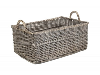 LARGE SHALLOW ANTIQUE WASH STORAGE BASKET