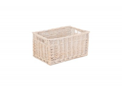 MEDIUM WHITE WASH STORAGE BASKET