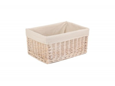 LARGE WHITE WASH STORAGE BASKET with WHITE LINING