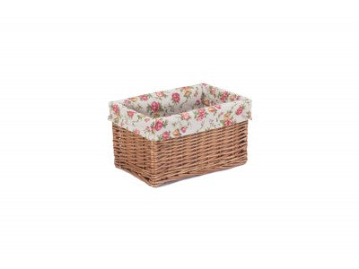 SMALL DOUBLE STEAMED GARDEN ROSE LINED STORAGE BASKET