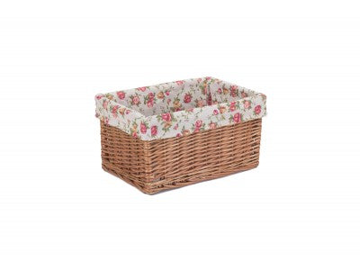 MEDIUM DOUBLE STEAMED GARDEN ROSE LINED STORAGE BASKET