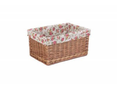 LARGE DOUBLE STEAMED GARDEN ROSE LINED STORAGE BASKET