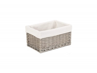 MEDIUM ANTIQUE WASH STORAGE BASKET with WHITE LINING
