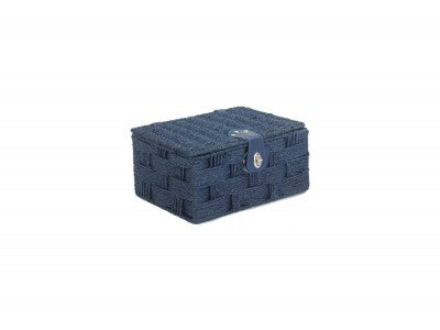 SMALL BLUE PAPER ROPE HAMPER