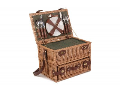 4 PERSON GREEN TWEED DRAWER HAMPER