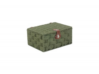 MEDIUM FOREST GREEN PAPER ROPE HAMPER