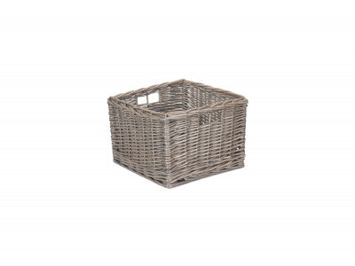 SMALL SQUARE ANTIQUE WASH UNLINED STORAGE BASKET