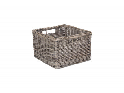 MEDIUM SQUARE ANTIQUE WASH UNLINED STORAGE BASKET