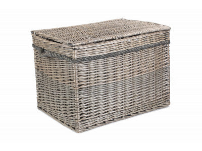 23" ANTIQUE WASH STORAGE HAMPER  - UNLINED