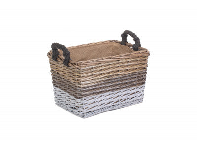 LARGE RECTANGULAR TRIPLE TONE CHUNKY STORAGE BASKET with LINING